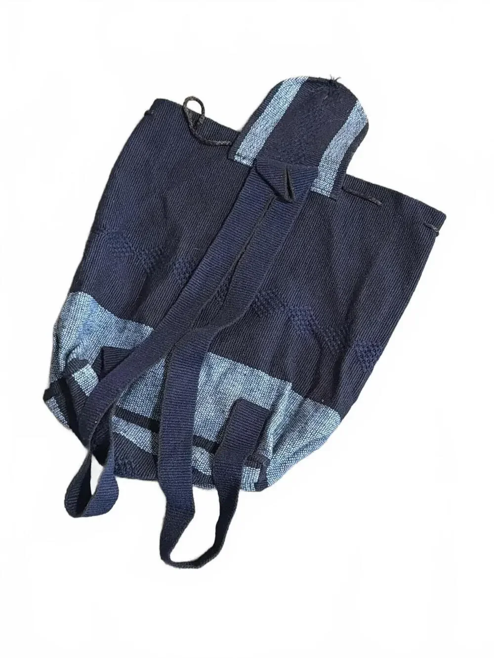 Pinzon Pueblo Handwoven Navy Blue and Light Blue Knit Backpack